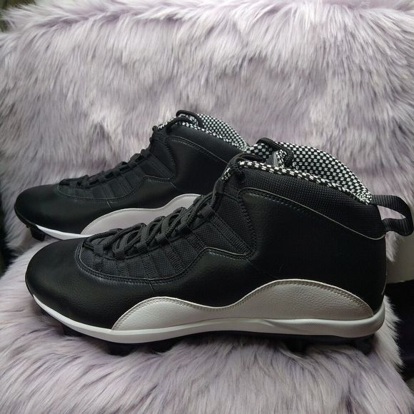 Air Jordan 10 MCS Panda Black Baseball Cleats Mens Size 15 NWOT CQ9532-001 - Picture 1 of 9